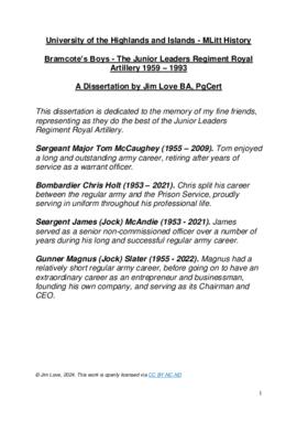 Bramcote’s Boys - The Junior Leaders Regiment Royal Artillery 1959 – 1993