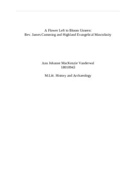 A Flower Left to Bloom Unseen: Rev. James Cumming and Highland Evangelical Masculinity